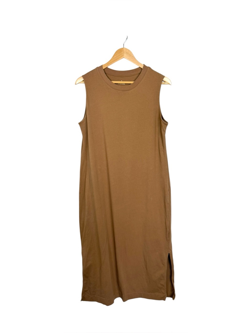 Everlane Long Weekend Tank Dress Organic Cotton Midi Dress Brown Size Medium